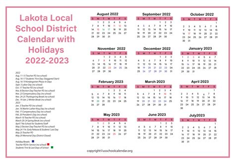 Lakota School Calendar Time Management