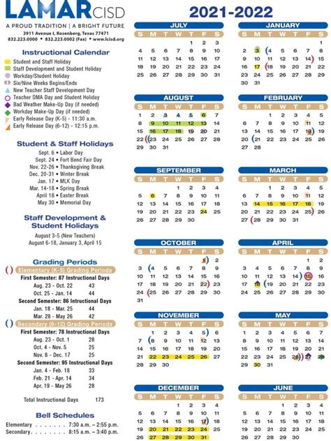 Lamar Academic Calendar Components