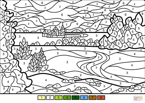 Landscape color by number printable