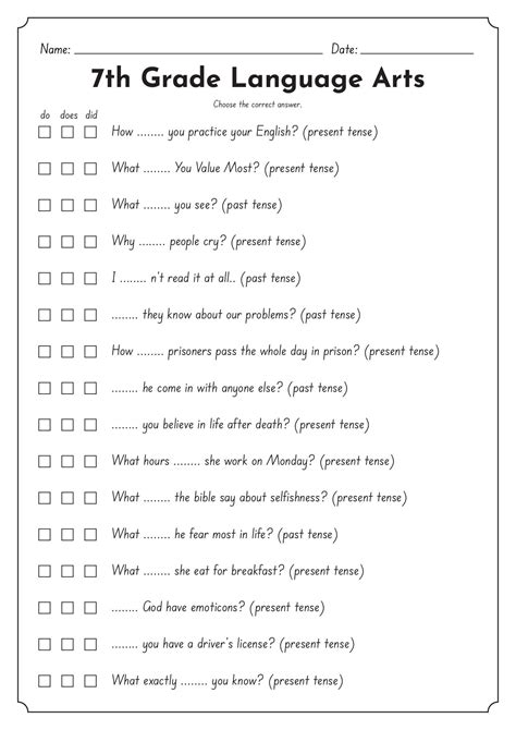 Language Arts Worksheets