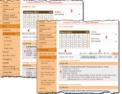 Language-specific calendars