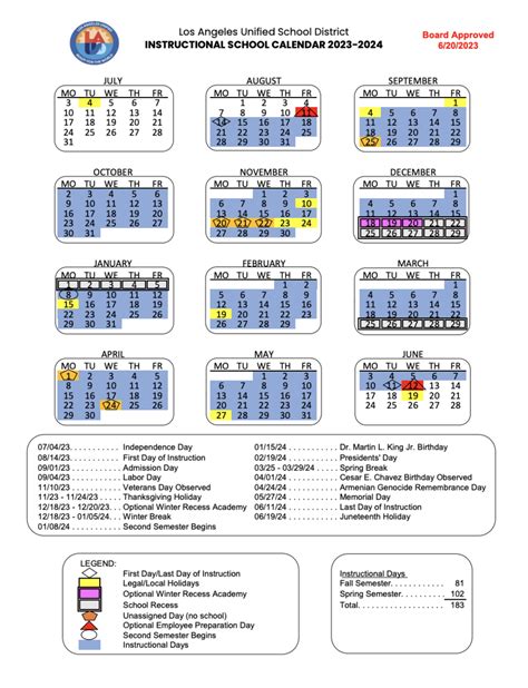 LAUSD Calendar Resources