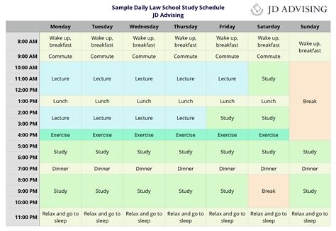 Sample law school schedule