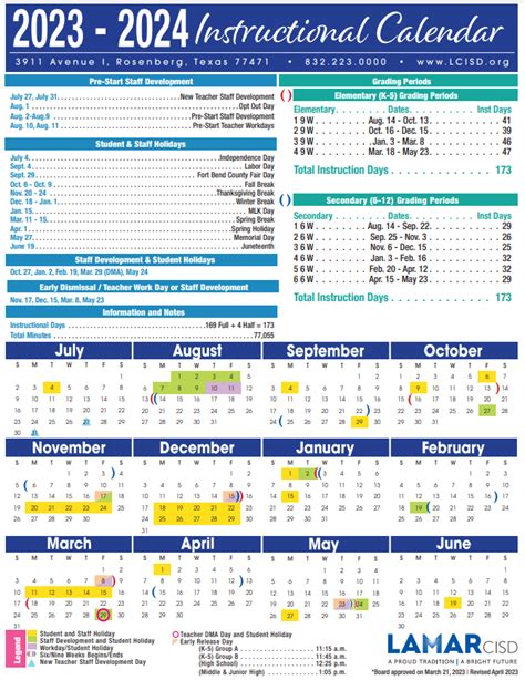 LCISD Calendar Overview