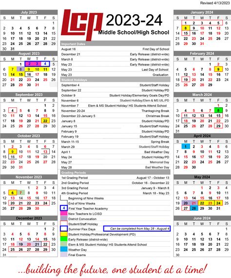 LCISD Calendar Overview