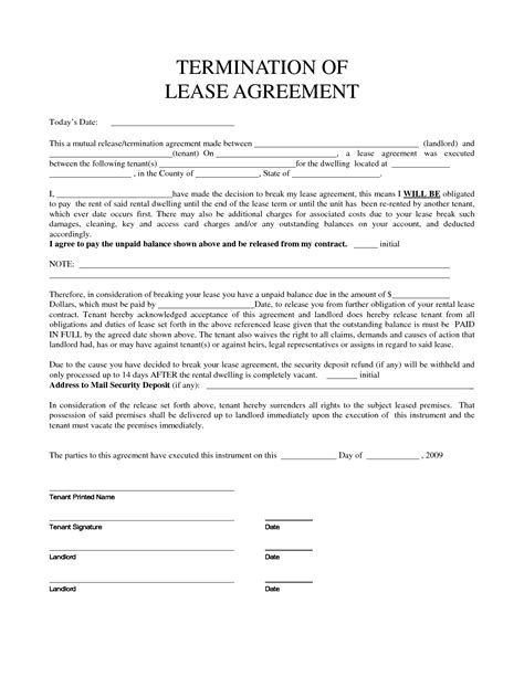 Lease Termination Form