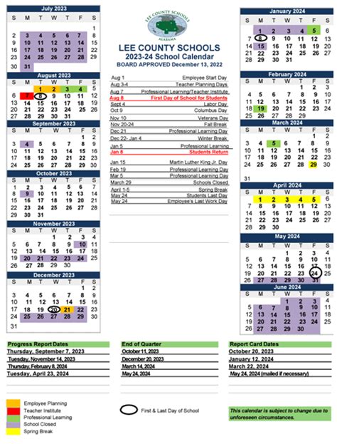 Lee County Schools Alabama Calendar Image 10