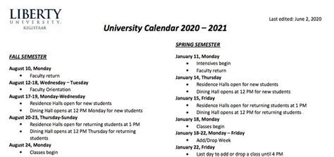 Liberty University Calendar System