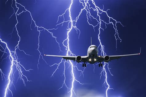 Lightning striking an airplane