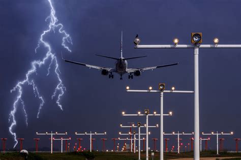 Damage caused by lightning strike on an airplane