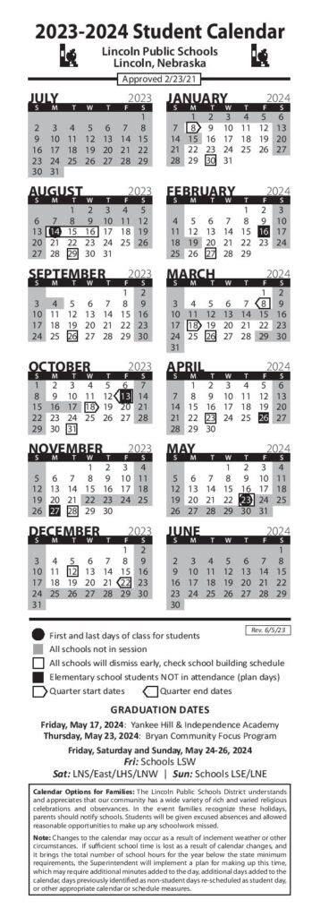 Lincoln Public Schools Calendar