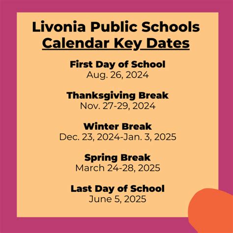 Livonia Public Schools Calendar Overview