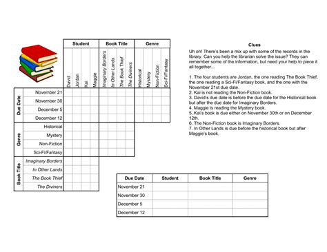 Logic grid puzzle example