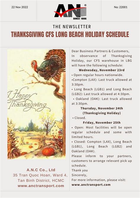 Long Beach Holiday Schedule