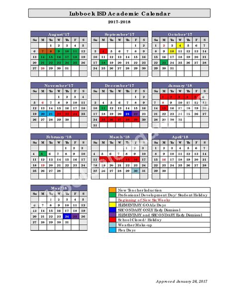 Lubbock ISD School Calendar