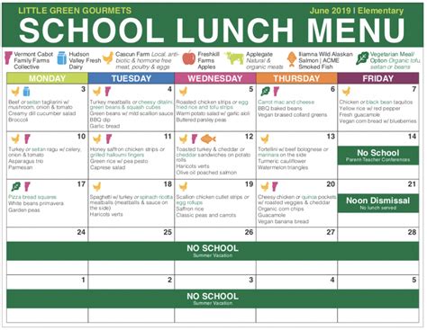 Lunch Calendar Jackson Schools