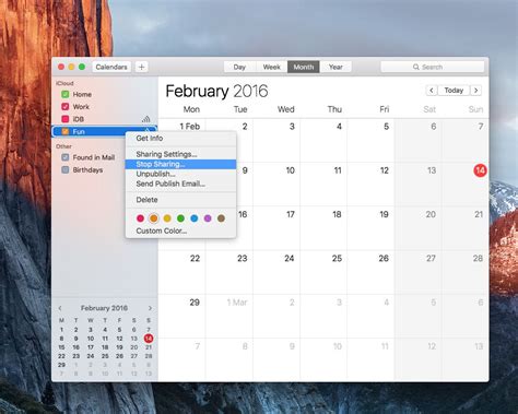 Mac Calendar sharing