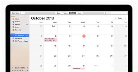 Mac Calendar view