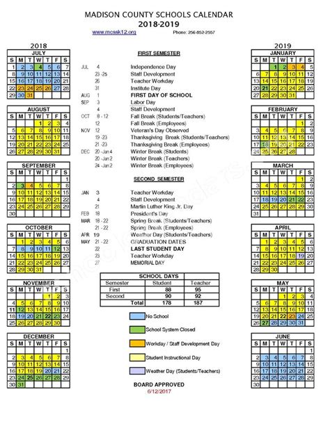 Madison City Schools Alabama Calendar Structure