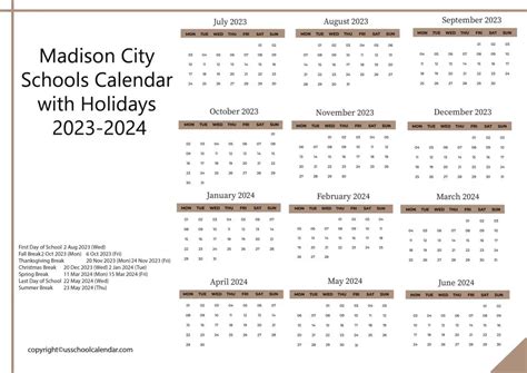 Madison City Schools Alabama Calendar Support