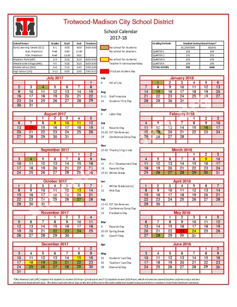 Madison City Schools Calendar Events