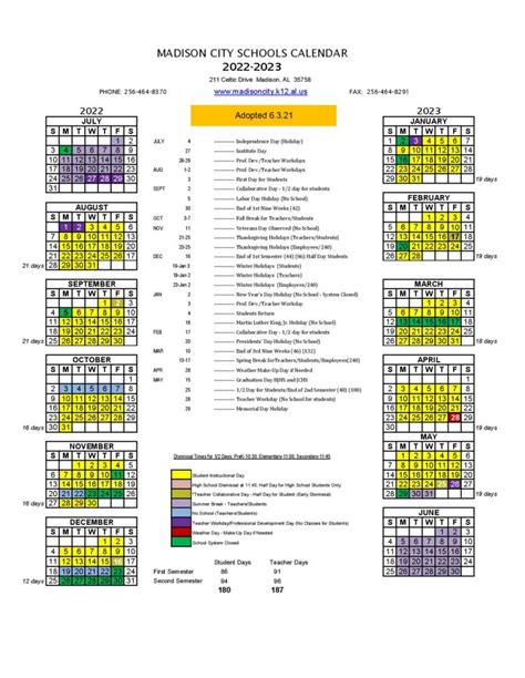 Madison City Schools Calendar Image 10