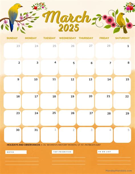 March 2025 Calendar Creation