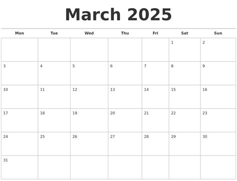 March 2025 Calendar Inspiration