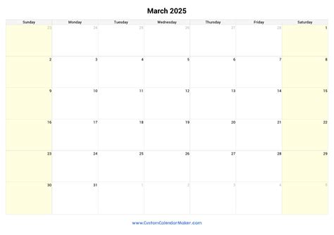 March 2025 Calendar Sharing