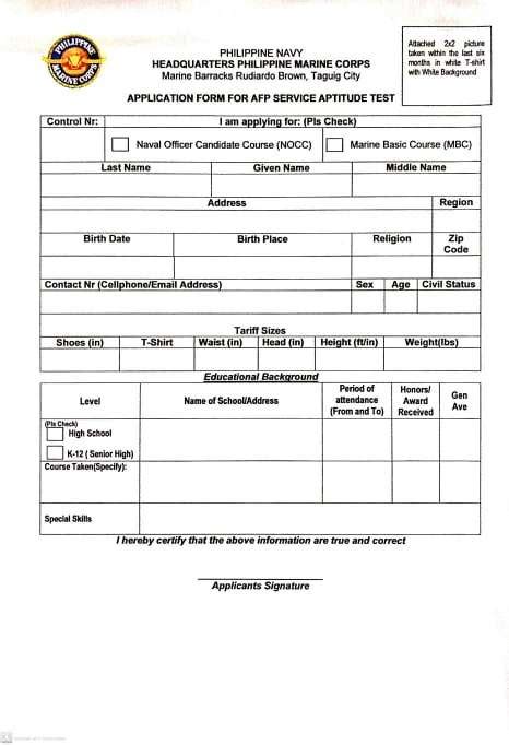 Marine Corps Application Form