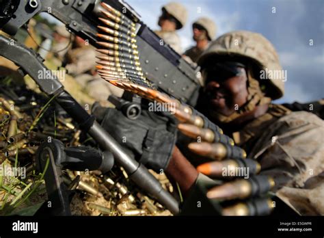 Marine Corps Machine Gunner in Action