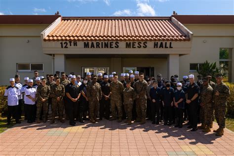 Marine Corps mess hall serving food.