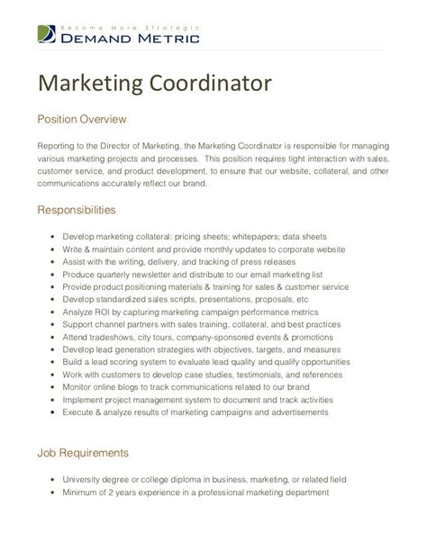 Marketing Coordinator Job Openings