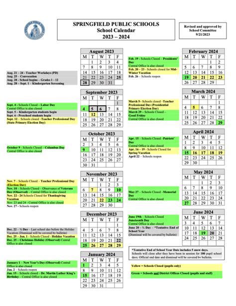 Massachusetts School Calendar Structure