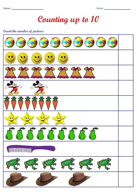 Math exercises with counting and basic addition