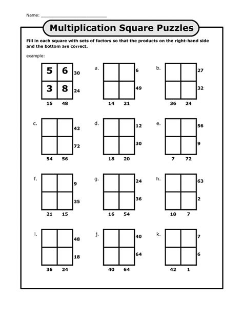 Math Puzzle Sheets