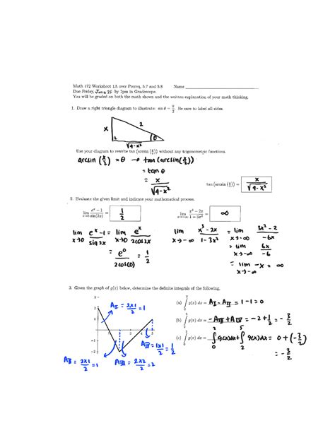 Calculus math worksheet