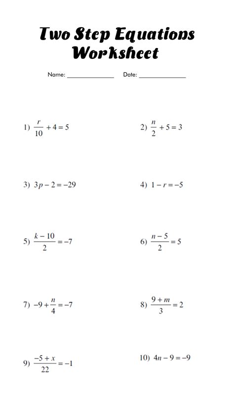 Equations math worksheet