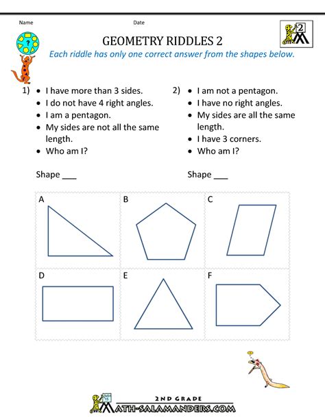 Geometry math worksheet