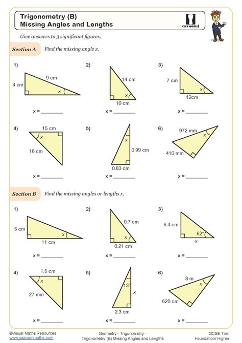 Trigonometry math worksheet