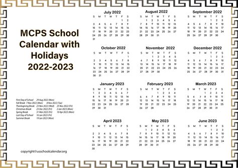 MCPS 2025-2026 Holidays