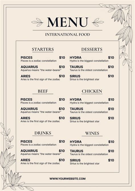 Menu Template 5