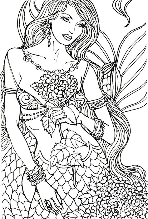 Mermaid coloring pages for adults