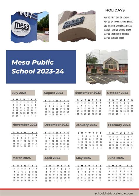 Mesa school calendar events