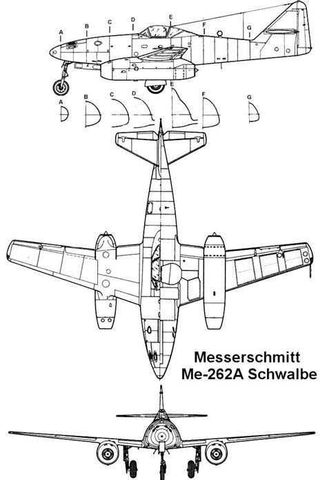 Messerschmitt Me 262 3-view drawing