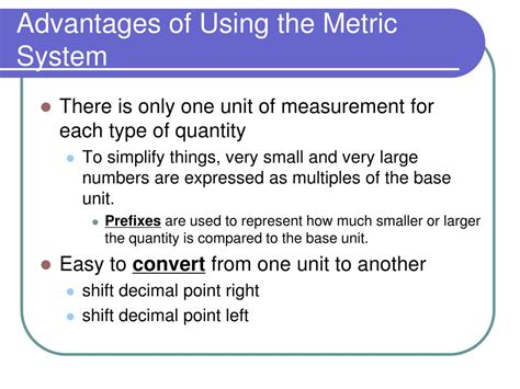 Metric system benefits diagram