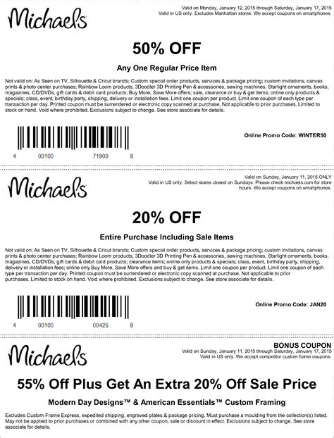 Michaels coupon for crafting supplies