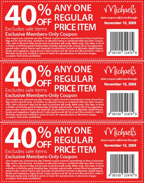 Michaels coupon for sewing and embroidery