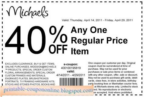 Description of Michaels Coupon 7