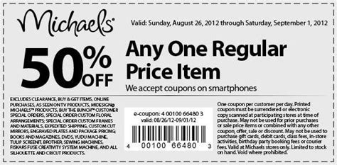 Description of Michaels Coupon 9